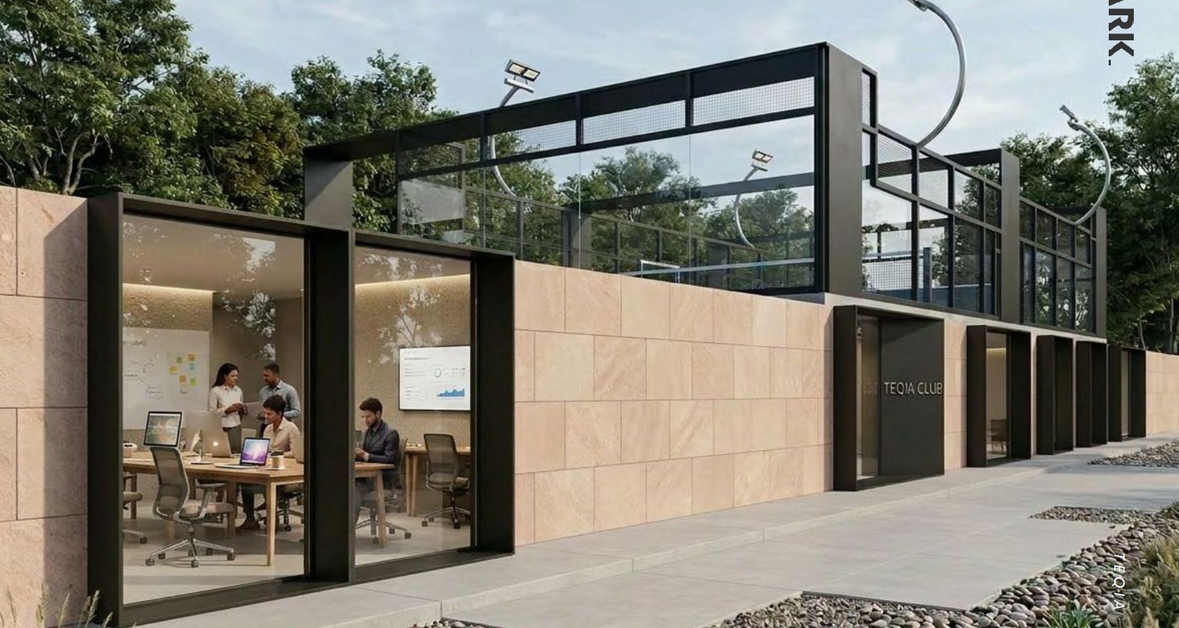 Render de áreas comunes del desarrollo Teqia